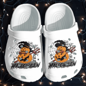 Happy Pumpkin Witch Shoes Clog – Halloween Jack O Lantern Crocs Clog Crocband Clog Birthday Gift For Boy Girl