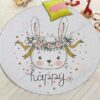 Happy Rabbit Round Carpet Floor Rug Living Room Bedroom Decor Round Area Rug Carpet