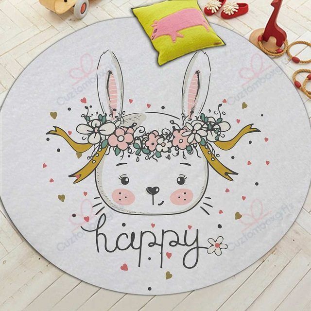 Happy Rabbit Round Carpet Floor Rug Living Room Bedroom Decor Round Area Rug Carpet Happy Rabbit Round Carpet Floor Rug Living Room Bedroom Decor Round Area Rug Carpet