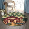 Harvest Apple Farm Autumn Round Carpet Floor Rug Living Room Bedroom Decor Round Area Rug Carpet