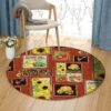 Harvest Fall Leaves Squash And Sunflowers With Paisleys Round Carpet Floor Rug Living Room Bedroom Decor Round Area Rug Carpet