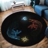Hati And Skoll Round Carpet Floor Rug Living Room Bedroom Decor Round Area Rug Carpet