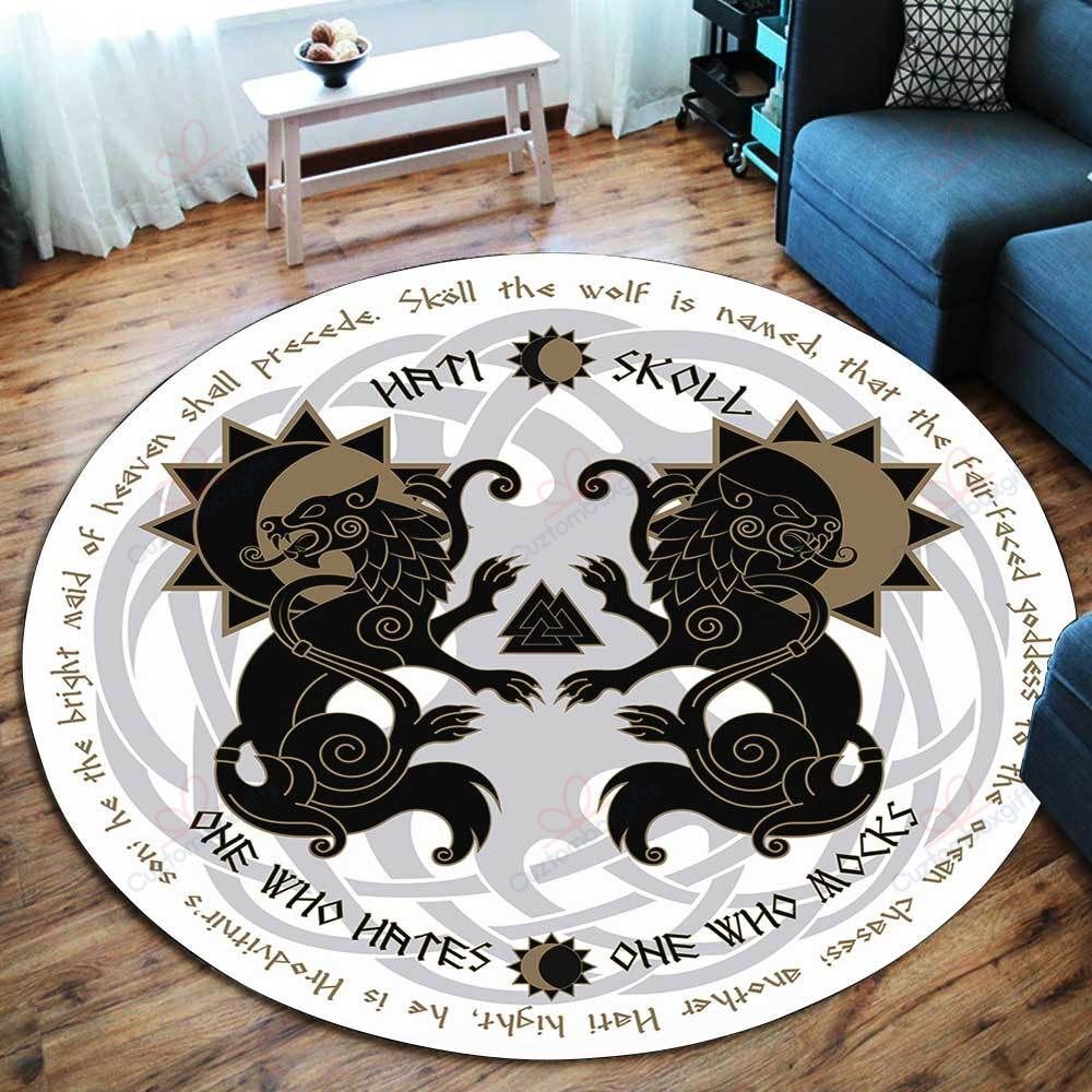 Hati And Skoll Round Carpet Floor Rug Living Room Bedroom Decor Round Area Rug Carpet Hati And Skoll Round Carpet Floor Rug Living Room Bedroom Decor Round Area Rug Carpet