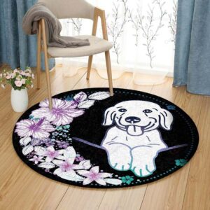 Hawaii Colorful Flower Golden Round Carpet Floor Rug Living Room Bedroom Decor Round Area Rug Carpet