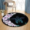 Hawaii Colorful Flower Turtle Round Carpet Floor Rug Living Room Bedroom Decor Round Area Rug Carpet
