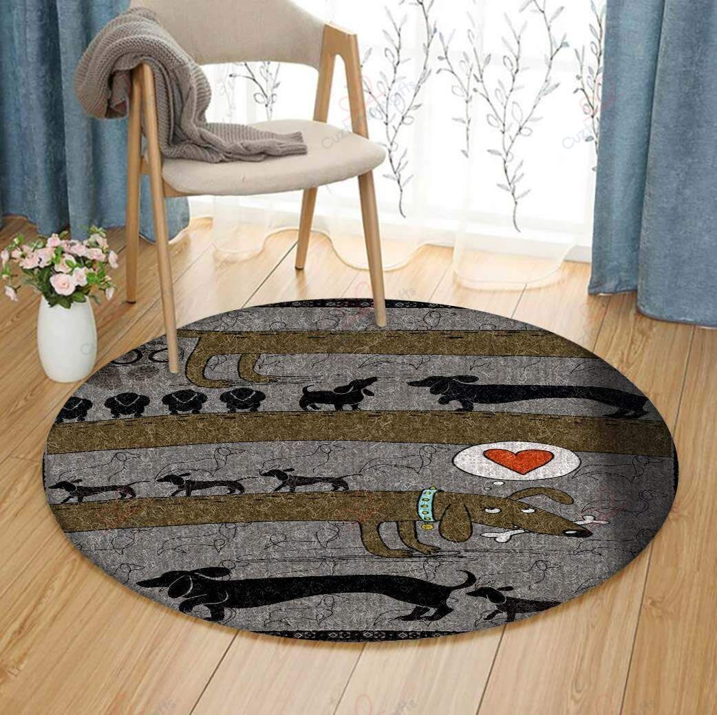 Heart Dachshund Round Carpet Floor Rug Living Room Bedroom Decor Round Area Rug Carpet Heart Dachshund Round Carpet Floor Rug Living Room Bedroom Decor Round Area Rug Carpet