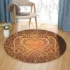 Heart Of Wisdom Mandala Round Carpet Floor Rug Living Room Bedroom Decor Round Area Rug Carpet