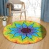 Heart Peace Mandala Round Carpet Floor Rug Living Room Bedroom Decor Round Area Rug Carpet