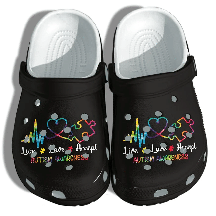 Heartbeat With Autism Awareness Shoes Crocs Clog Gift – Live Love Accept Clog Shoes Gifts For Man Woman Heartbeat With Autism Awareness Shoes Crocs Clog Gift – Live Love Accept Clog Shoes Gifts For Man Woman