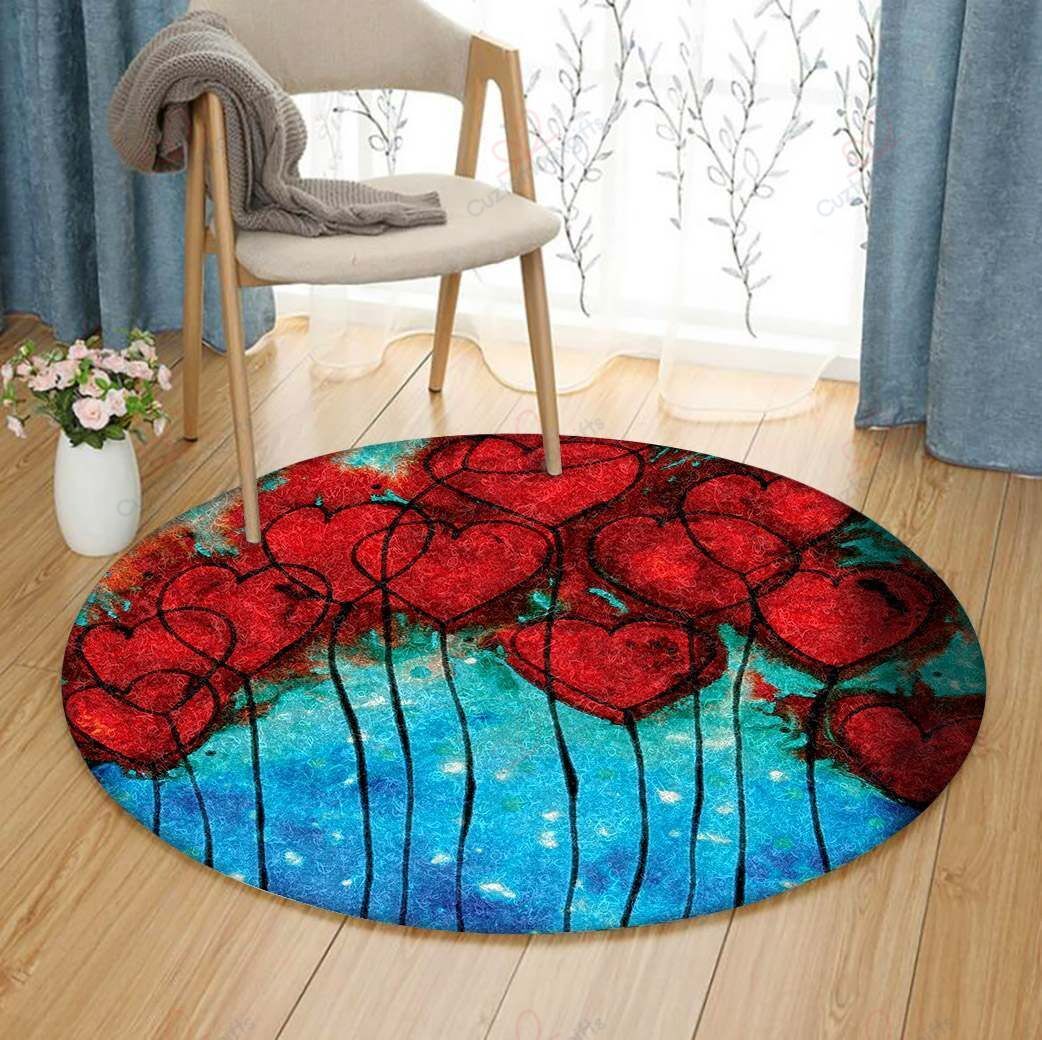 Hearts On Fire Round Carpet Floor Rug Living Room Bedroom Decor Round Area Rug Carpet Hearts On Fire Round Carpet Floor Rug Living Room Bedroom Decor Round Area Rug Carpet
