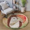 Hedgehog Holding Mushroom Round Carpet Floor Rug Living Room Bedroom Decor Round Area Rug Carpet