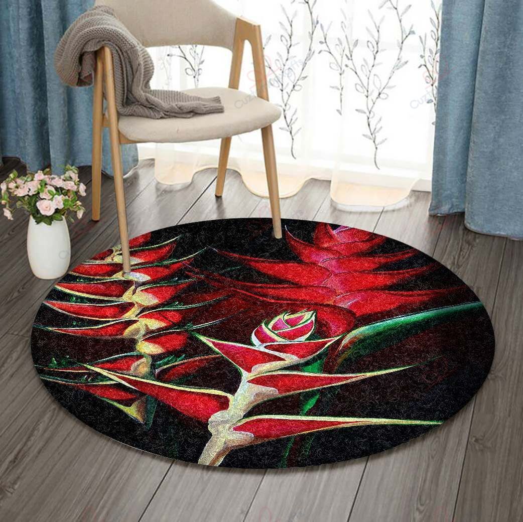 Heliconia Ablaze Round Carpet Floor Rug Living Room Bedroom Decor Round Area Rug Carpet Heliconia Ablaze Round Carpet Floor Rug Living Room Bedroom Decor Round Area Rug Carpet