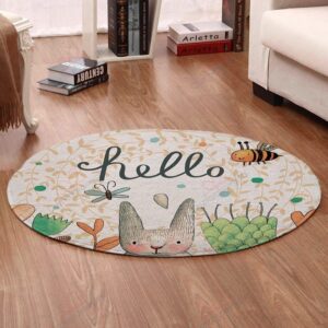 Hello Round Carpet Floor Rug Living Room Bedroom Decor Round Area Rug Carpet