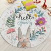 Hello Spring Rabbit Round Carpet Floor Rug Living Room Bedroom Decor Round Area Rug Carpet