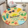 Hello Summer Round Carpet Floor Rug Living Room Bedroom Decor Round Area Rug Carpet