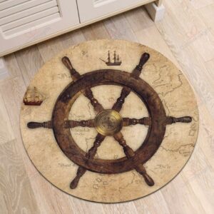 Helm Sailing Ships Round Carpet Floor Rug Living Room Bedroom Decor Round Area Rug Carpet