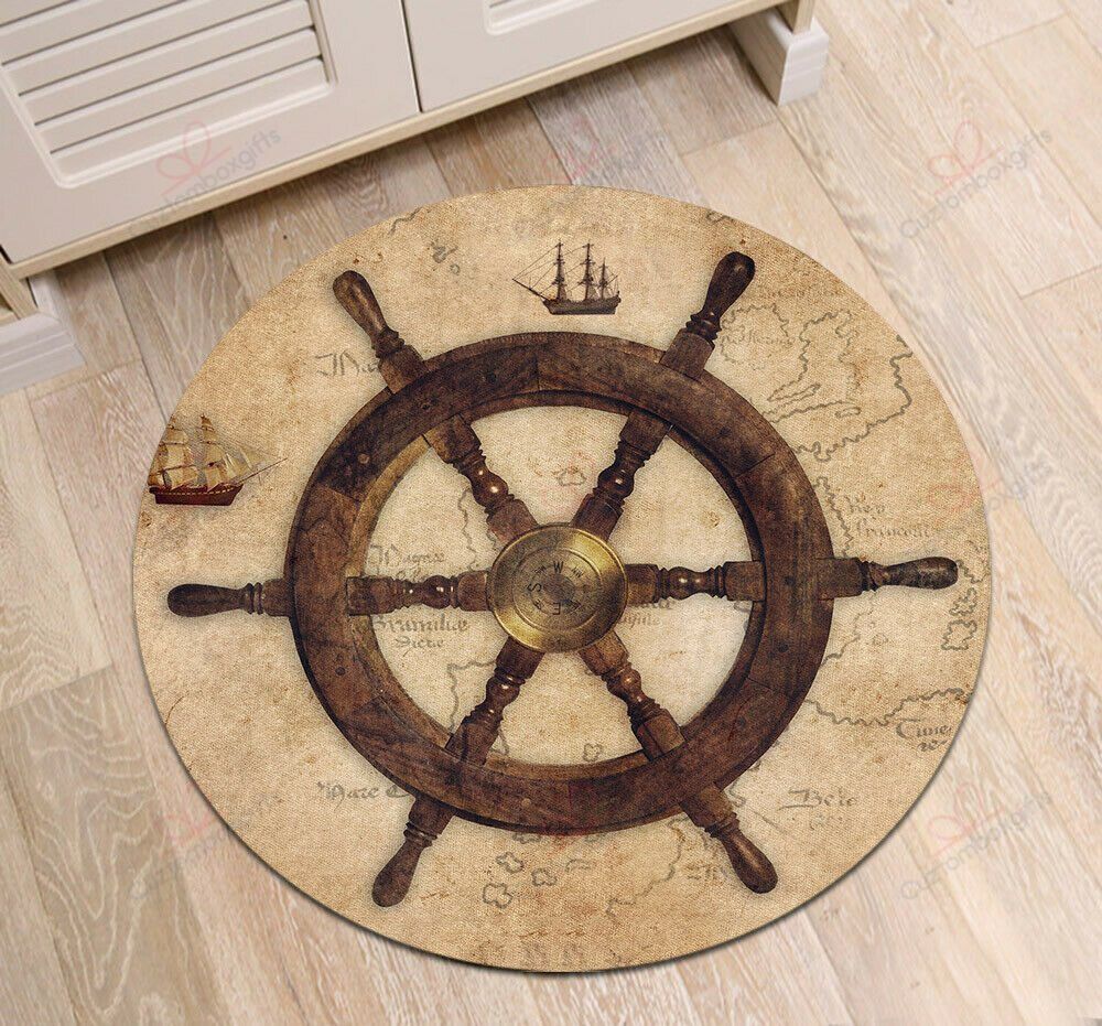 Helm Sailing Ships Round Carpet Floor Rug Living Room Bedroom Decor Round Area Rug Carpet Helm Sailing Ships Round Carpet Floor Rug Living Room Bedroom Decor Round Area Rug Carpet
