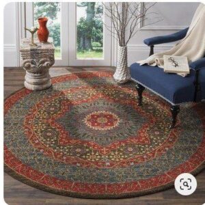 Heritage Benavides Red Round Carpet Floor Rug Living Room Bedroom Decor Round Area Rug Carpet