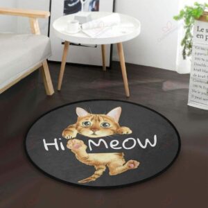 Hi Cat Round Carpet Floor Rug Living Room Bedroom Decor Round Area Rug Carpet