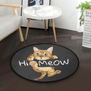 Hi Cat Round Carpet Floor Rug Living Room Bedroom Decor Round Area Rug Carpet
