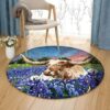 Highland Cow Round Carpet Floor Rug Living Room Bedroom Decor Round Area Rug Carpet