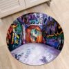 Hip Hop Music Vintage Graffiti Round Carpet Floor Rug Living Room Bedroom Decor Round Area Rug Carpet