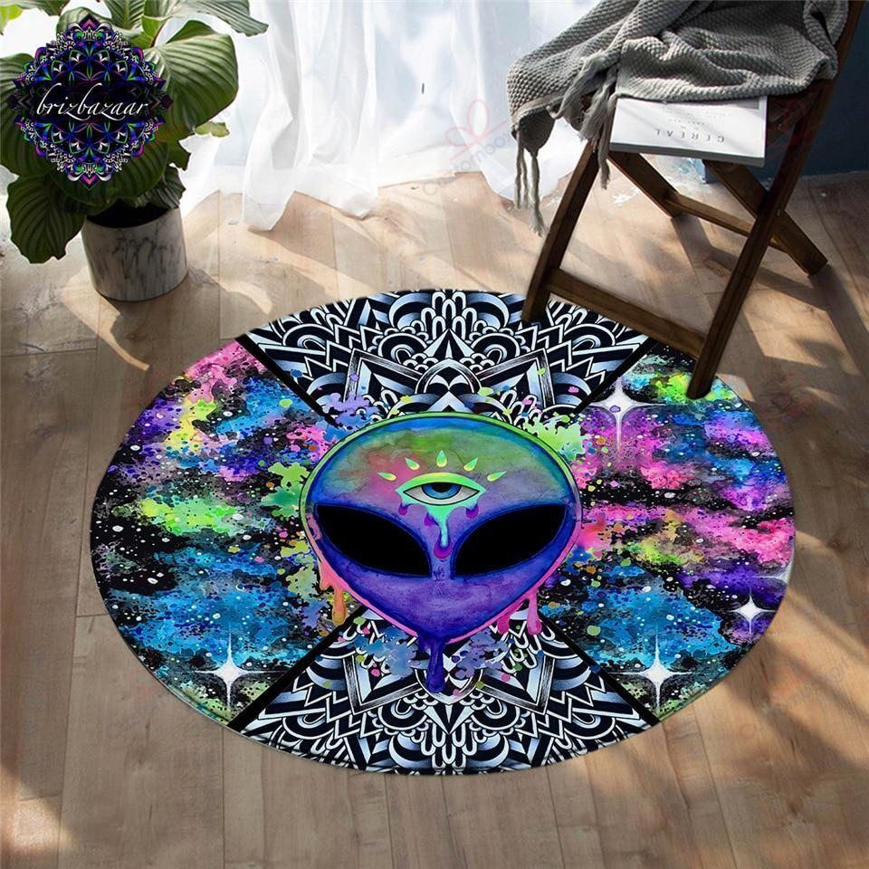 Hippie Alien Round Carpet Floor Rug Living Room Bedroom Decor Round Area Rug Carpet Hippie Alien Round Carpet Floor Rug Living Room Bedroom Decor Round Area Rug Carpet