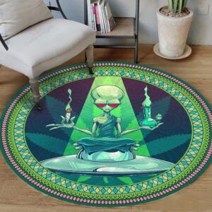 Hippie Alien Trippy Round Carpet Floor Rug Living Room Bedroom Decor Round Area Rug Carpet