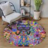 Hippie Black Cat Cool Round Carpet Floor Rug Living Room Bedroom Decor Round Area Rug Carpet