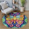 Hippie Butterfly Round Carpet Floor Rug Living Room Bedroom Decor Round Area Rug Carpet
