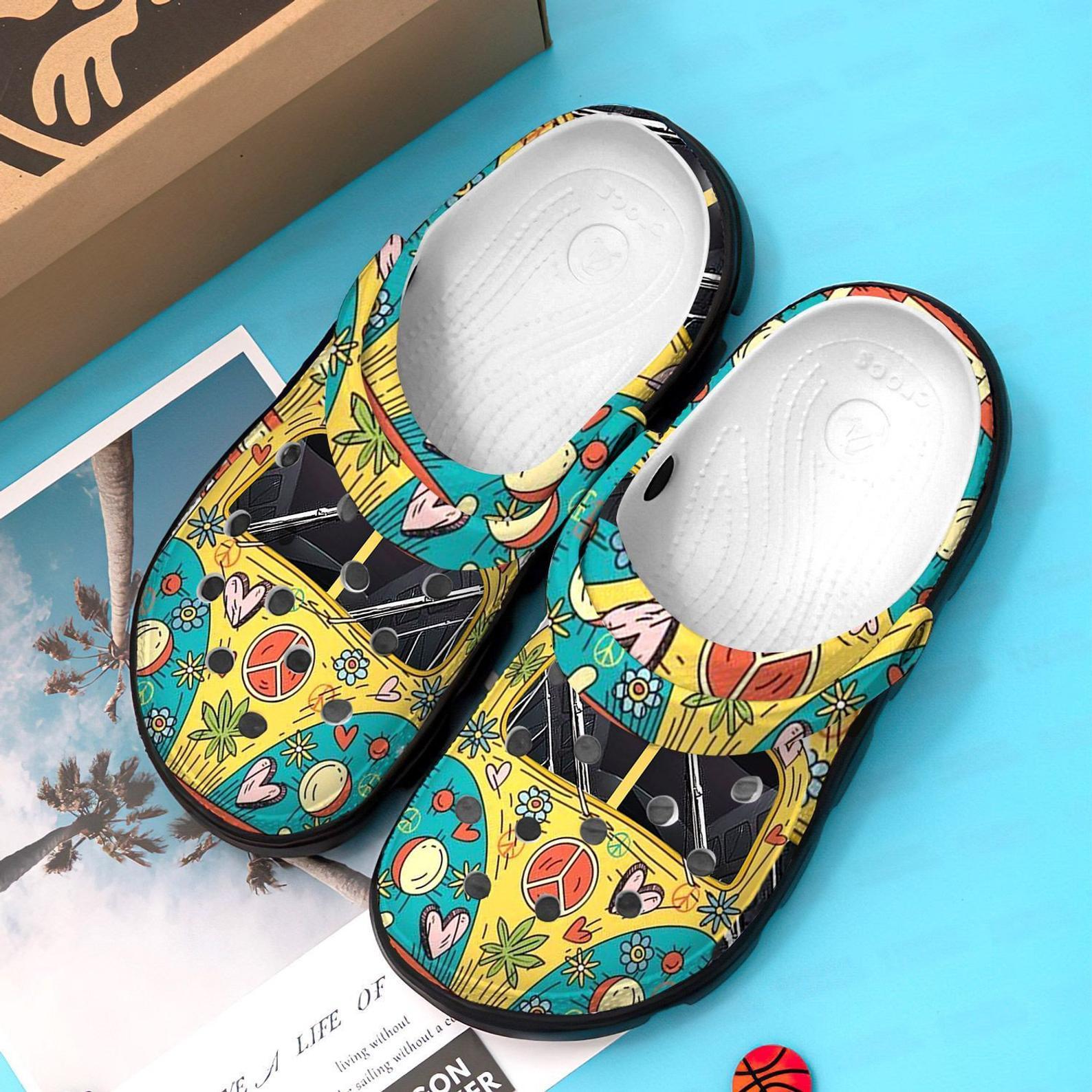 Hippie Car Crocs Clog Shoes – Don Not Worry Be Happie Shoes Crocbland Clog Gifts For Boy Girl Hippie Car Crocs Clog Shoes – Don Not Worry Be Happie Shoes Crocbland Clog Gifts For Boy Girl