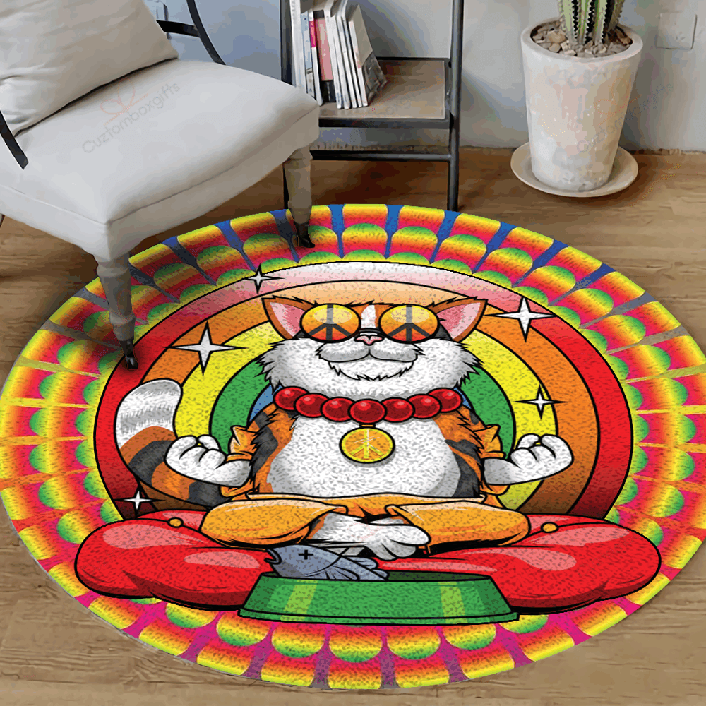 Hippie Cats Forbidden Love Round Carpet Floor Rug Living Room Bedroom Decor Round Area Rug Carpet Hippie Cats Forbidden Love Round Carpet Floor Rug Living Room Bedroom Decor Round Area Rug Carpet