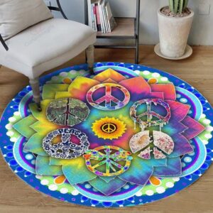 Hippie Circle Colorful Round Carpet Floor Rug Living Room Bedroom Decor Round Area Rug Carpet