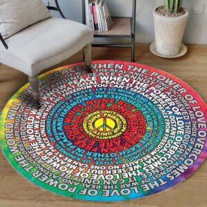 Hippie Circle Quotes Round Carpet Floor Rug Living Room Bedroom Decor Round Area Rug Carpet