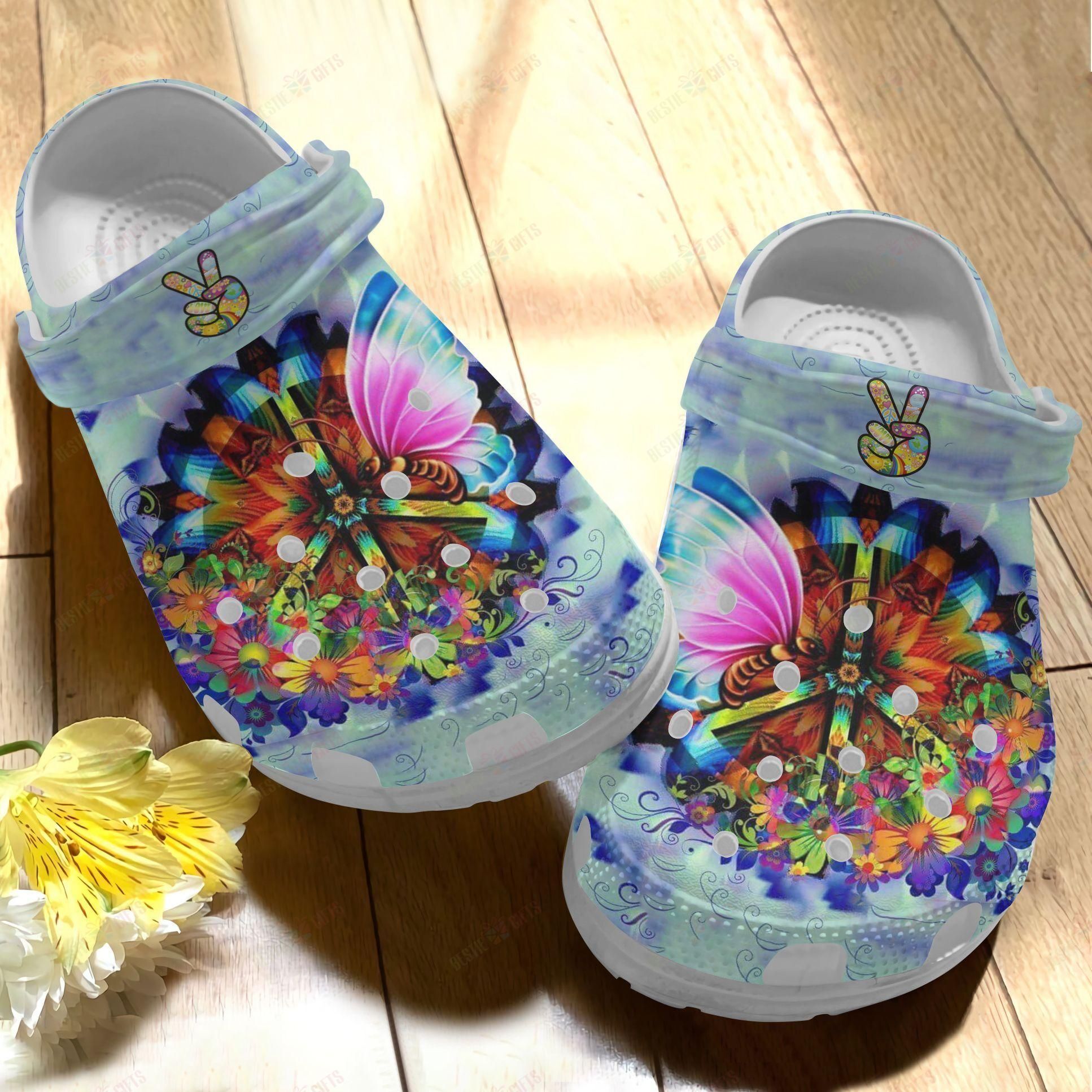 Hippie Crocs Clog Classic Clog Whitesole Happy Day Shoes Hippie Crocs Clog Classic Clog Whitesole Happy Day Shoes