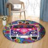 Hippie Dog Round Carpet Floor Rug Living Room Bedroom Decor Round Area Rug Carpet