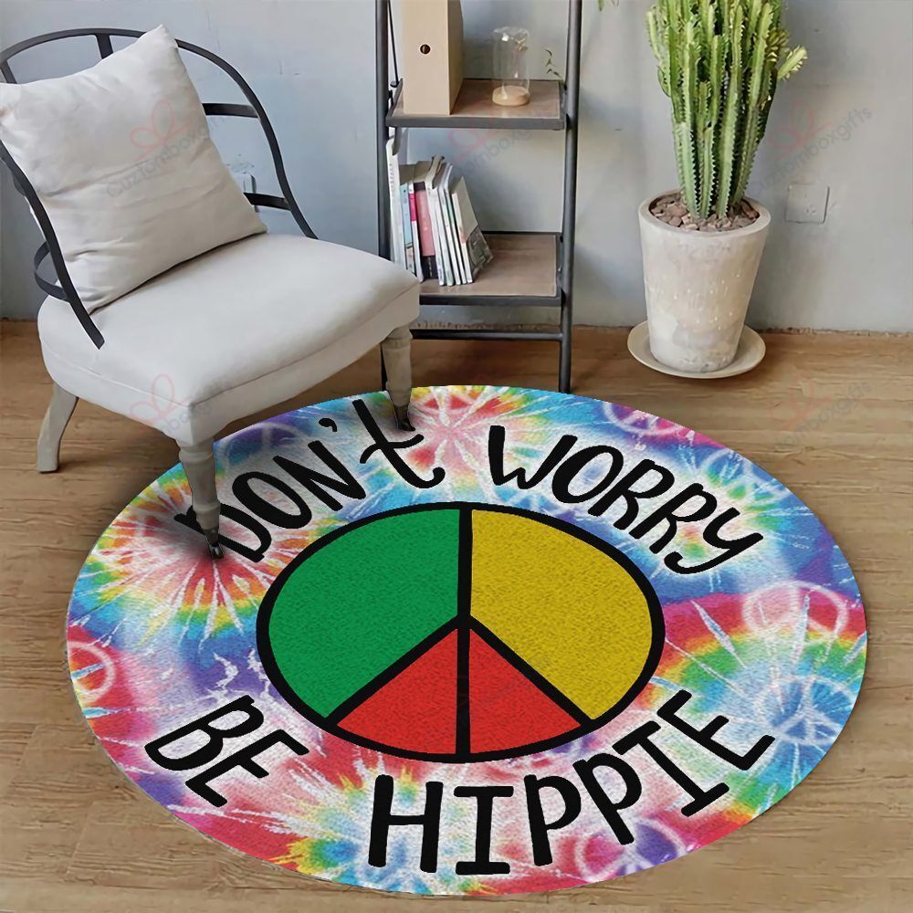 Hippie Dont Worry Round Carpet Floor Rug Living Room Bedroom Decor Round Area Rug Carpet Hippie Dont Worry Round Carpet Floor Rug Living Room Bedroom Decor Round Area Rug Carpet