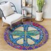 Hippie Dragonfly Round Carpet Floor Rug Living Room Bedroom Decor Round Area Rug Carpet