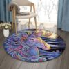 Hippie Dream Horse In Moon Night Round Carpet Floor Rug Living Room Bedroom Decor Round Area Rug Carpet