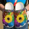 Hippie Flower Child Sku 1328 Crocs Crocband Clog Comfortable For Mens Womens Classic Clog Water Shoes