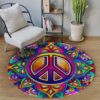 Hippie Flower Loyalty Round Carpet Floor Rug Living Room Bedroom Decor Round Area Rug Carpet