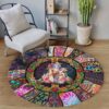 Hippie Girl Round Carpet Floor Rug Living Room Bedroom Decor Round Area Rug Carpet