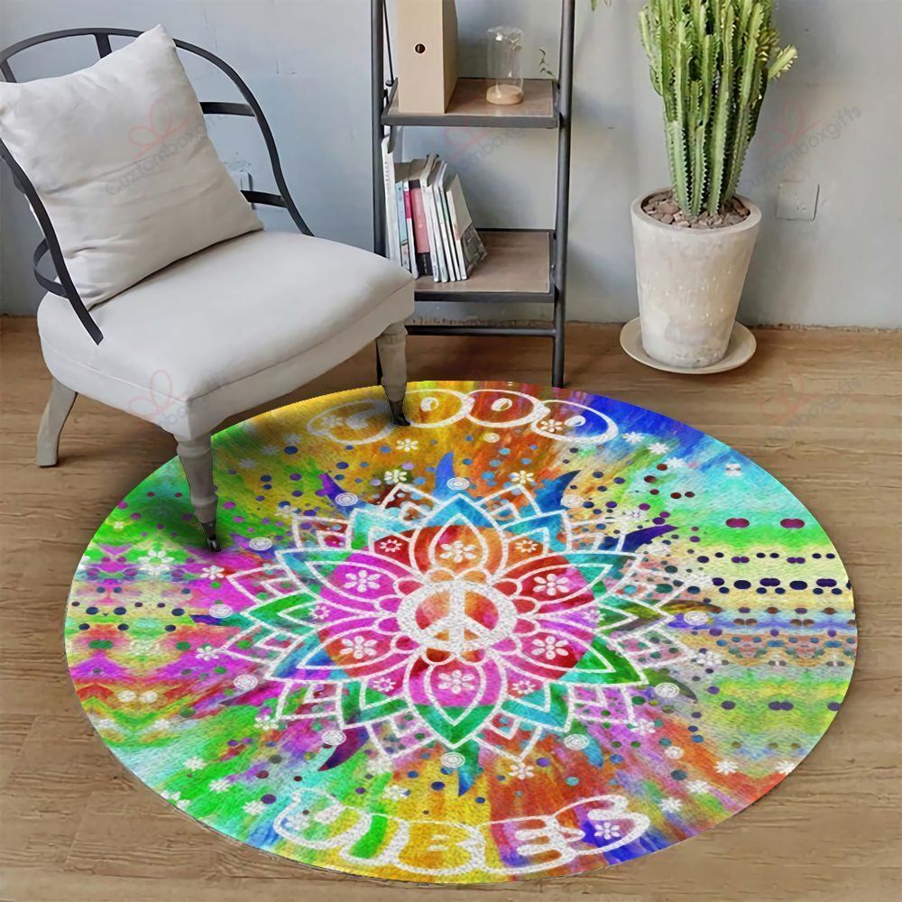 Hippie Goodvibes Round Carpet Floor Rug Living Room Bedroom Decor Round Area Rug Carpet Hippie Goodvibes Round Carpet Floor Rug Living Room Bedroom Decor Round Area Rug Carpet