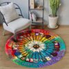 Hippie Guitar Round Carpet Floor Rug Living Room Bedroom Decor Round Area Rug Carpet