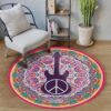Hippie Guitar Round Carpet Floor Rug Living Room Bedroom Decor Round Area Rug Carpet