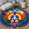 Hippie Heart Peace Round Carpet Floor Rug Living Room Bedroom Decor Round Area Rug Carpet