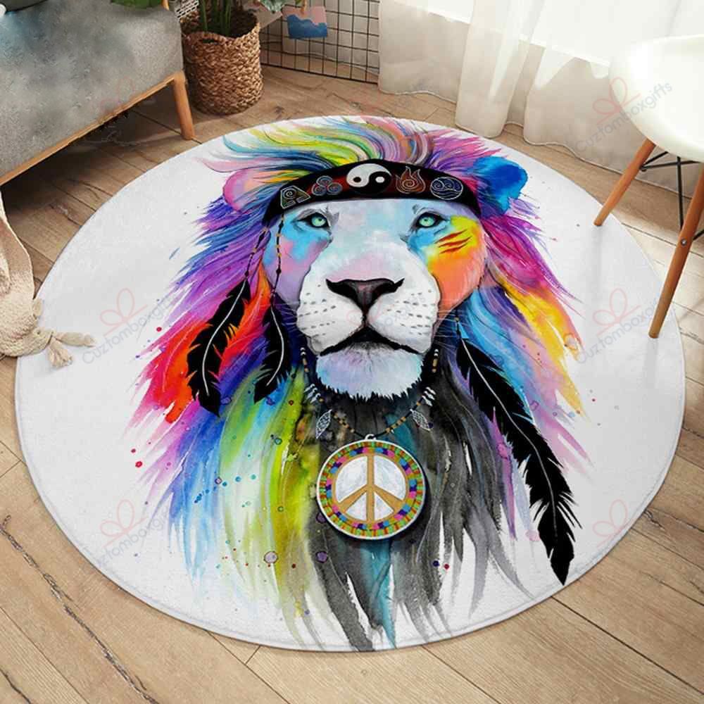 Hippie Lion Round Carpet Floor Rug Living Room Bedroom Decor Round Area Rug Carpet Hippie Lion Round Carpet Floor Rug Living Room Bedroom Decor Round Area Rug Carpet