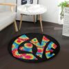 Hippie Love Round Carpet Floor Rug Living Room Bedroom Decor Round Area Rug Carpet