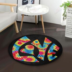 Hippie Love Round Carpet Floor Rug Living Room Bedroom Decor Round Area Rug Carpet