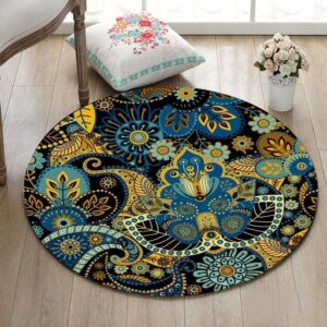 Hippie Mandala Flower Round Carpet Floor Rug Living Room Bedroom Decor Round Area Rug Carpet